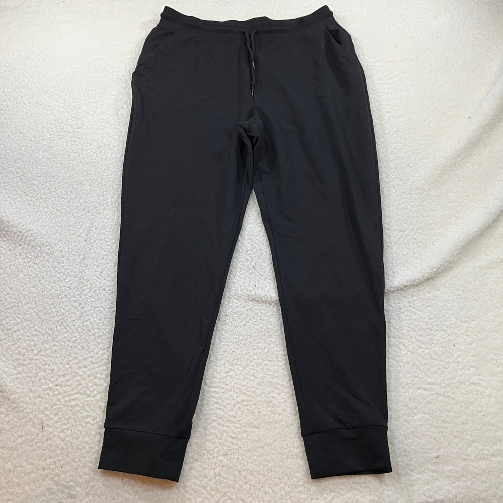 Athletic Works Joggers Mens L Black AM19330 Rich Black Activewear Drawstring